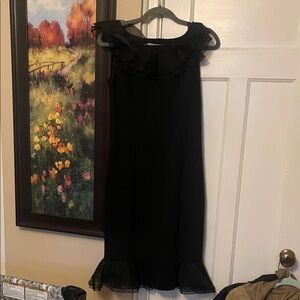 Nue by Shani Black Strapless Dress with Ruffle Detail